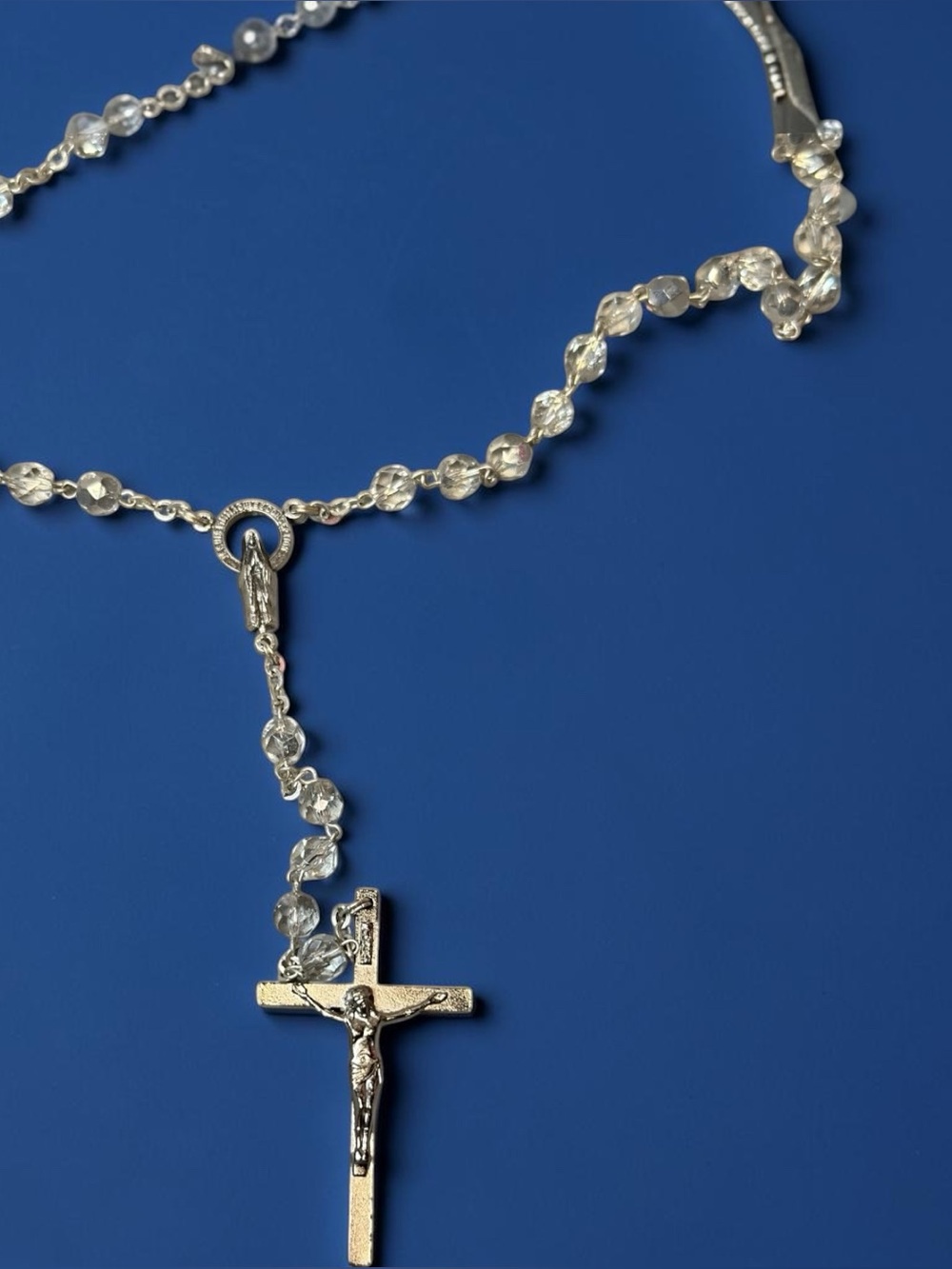 Title: Vintage Stamped Italy Crystal Miraculous Rosary